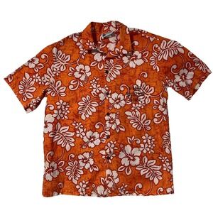 VTG ALOHA REPUBLIC FHS Mustang Staff Hawaii Floral Shirt Mens M Orange Floral US